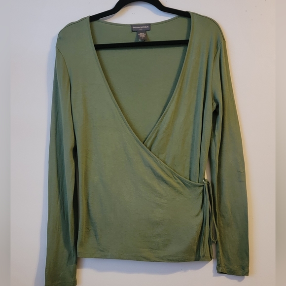 Banana Republic Tops - Olive Green Classic Banana Republic  Wrap long sleeve Top Tee shirt